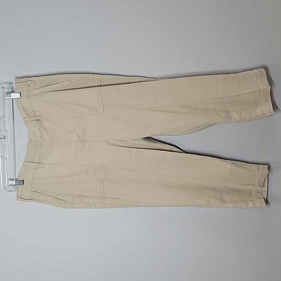 NYDJ Utility Linen Crop Straight Leg Cream Pants - Picture 1 of 9